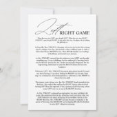 Elegant Links Rechts Vrijgezellenfeest Game Kaart (Voorkant)