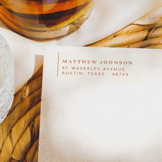 Elegant, links uitgelijnd retouradres etiket