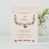 Elegant linnen bloemenvakantie kerstfeest feestdagenkaart (Staand voorkant)