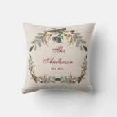 Elegant Linnen Bloemrijke Kerst Feestelijke Famili Kussen (Achterkant)