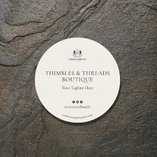 Elegant linnen business Logo website marketing Ronde Sticker