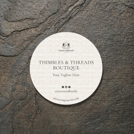 Elegant linnen business Logo website marketing Ronde Sticker