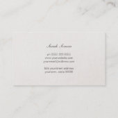 Elegant linnen gestreept beige en roze monogram visitekaartje (Achterkant)