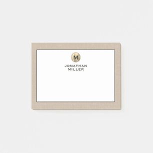 Elegant Linnen Gouden Monogram Post-it® Notes