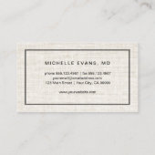 Elegant linnen look oogarts Professional Visitekaartje (Achterkant)