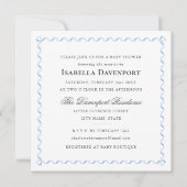 Elegant lint Baby shower strepen blauw vierkant Kaart (Voorkant)