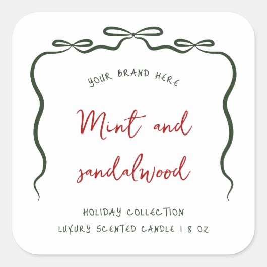 Elegant lint boog kerst kaars pot label (Voorkant)