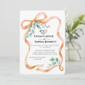 Elegant lint & groen bruiloft uitnodiging (Staand voorkant)