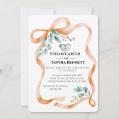 Elegant lint & groen bruiloft uitnodiging (Voorkant)