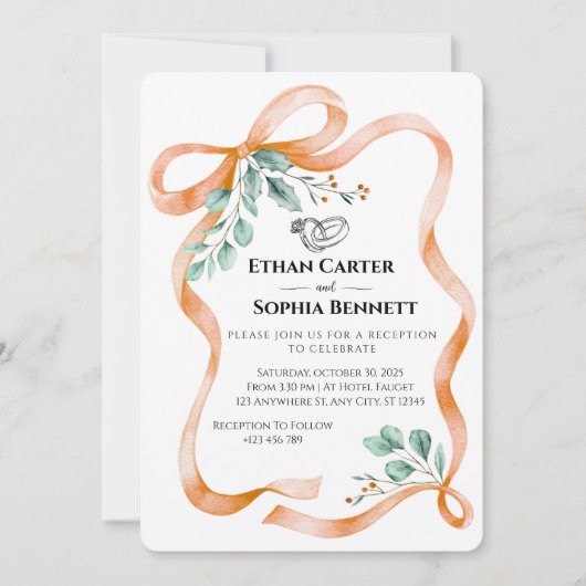 Elegant lint & groen bruiloft uitnodiging (Voorkant)