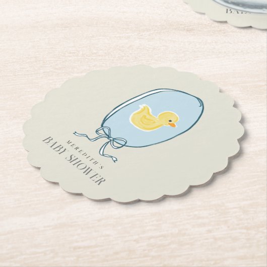 Elegant lint ingelijst Rubber Duck Baby shower Kartonnen Onderzetters (Gekanteld)