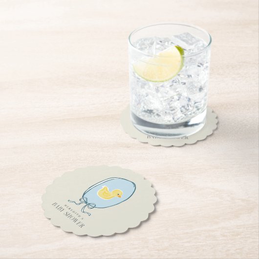 Elegant lint ingelijst Rubber Duck Baby shower Kartonnen Onderzetters (Insitu)