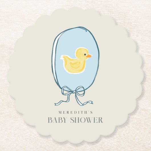 Elegant lint ingelijst Rubber Duck Baby shower Kartonnen Onderzetters (Voorkant)