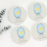 Elegant lint ingelijst Rubber Duck Baby shower Kartonnen Onderzetters<br><div class="desc">Elegant ontmoet schattig met deze baby showers onderzetters met een handgetekende rubberen eend omlijst door een zoet lint.</div>