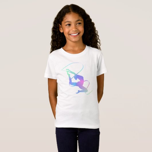 Elegant lint ritmische gymnastiek motief artistiek t-shirt (Voorkant volledig)