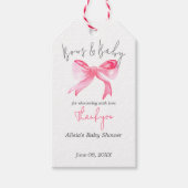 Elegant lint roze strikken en baby meisje Baby sho Cadeaulabel (Voorkant)
