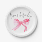 Elegant lint roze strikken en baby meisje Baby sho Papieren Bordje (Voorkant)