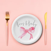 Elegant lint roze strikken en baby meisje Baby sho Papieren Bordje