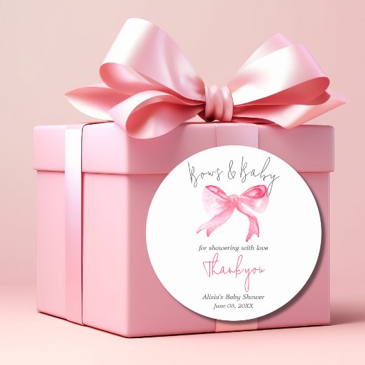 Elegant lint roze strikken en baby meisje Baby sho Ronde Sticker