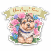 Elegant lint, schattig Yorkshire, bloemen op maat Sticker (Voorkant)