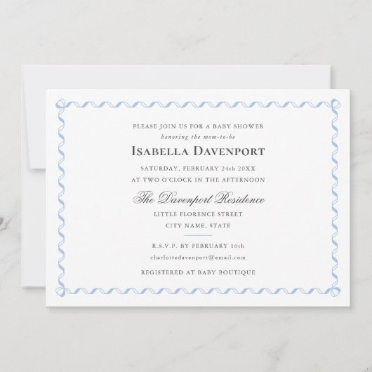 Elegant lint Snoep gestreept Baby shower blauw Kaart (Voorkant)