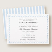 Elegant lint Snoep gestreept Baby shower blauw Kaart