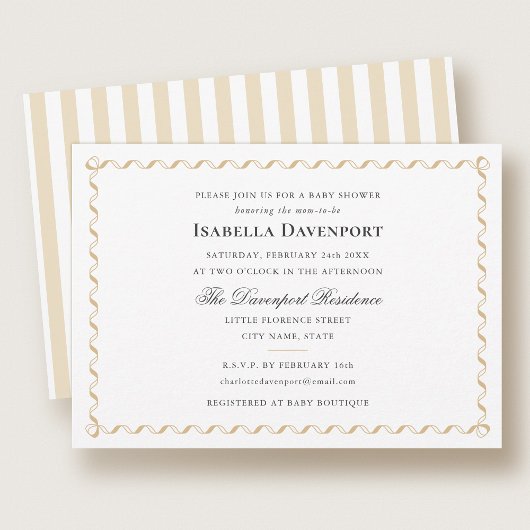 Elegant lint Snoep gestreept Baby shower goud Kaart