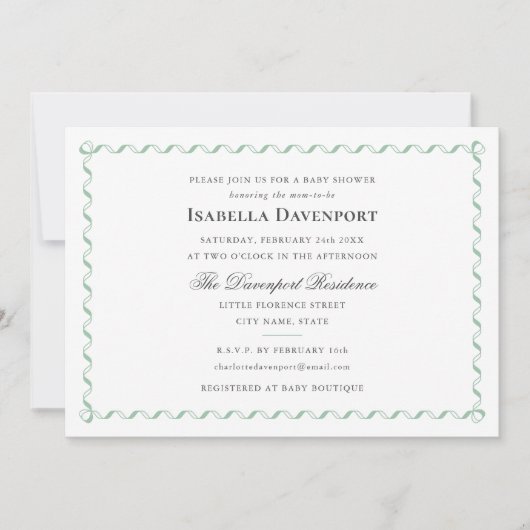 Elegant lint Snoep gestreept Baby shower groen Kaart (Voorkant)