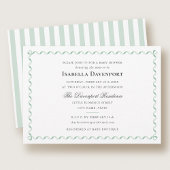 Elegant lint Snoep gestreept Baby shower groen Kaart