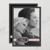 Elegant linteffect Zacht roze roze sparen de Datum Save The Date (Voorkant / Achterkant)