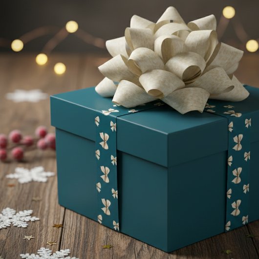 Elegant lintpatroon satijnen lint teal & witte cad