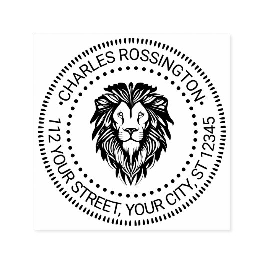 Elegant Lion Head #3 NT RND Naam Adres Zelfinktende Stempel (Design)