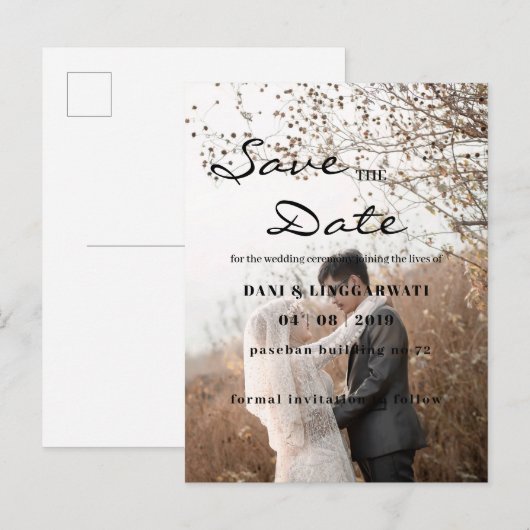 Elegant liorah Wedding Save the Date Photo Po Briefkaart (Voorkant / Achterkant)