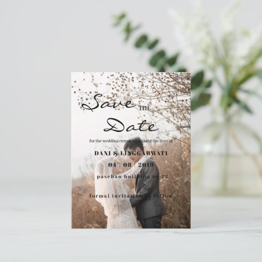 Elegant liorah Wedding Save the Date Photo Po Briefkaart (Staand voorkant)