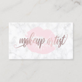 Elegant lippen witte marmer roos goudmake-up kunst visitekaartje