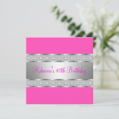 Elegant Lipstick Roze Silver Jewel 40e verjaardag Kaart (Staand voorkant)