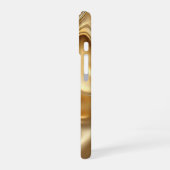 Elegant Liquid Gold Abstract Black Monogrammed iPhone 16 Hoesje (Linkerkant)