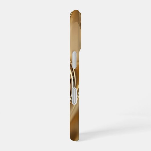 Elegant Liquid Gold Abstract Black Monogrammed iPhone 16 Hoesje (Rechterkant)