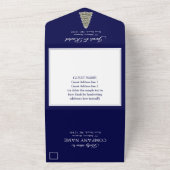 Elegant Lit kerstboom, Midnight Blue Weddenschap All In One Uitnodiging (Buitenkant)