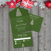 Elegant Lit kerstboom op donkergroen huwelijk All In One Uitnodiging