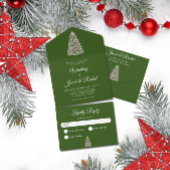 Elegant Lit kerstboom op donkergroen huwelijk All In One Uitnodiging