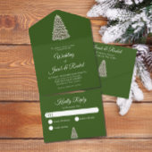 Elegant Lit kerstboom op donkergroen huwelijk All In One Uitnodiging