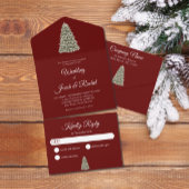 Elegant Lit kerstboom op het rode bruidsfeest van  All In One Uitnodiging