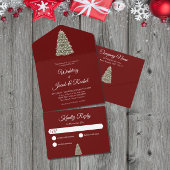 Elegant Lit kerstboom op het rode bruidsfeest van  All In One Uitnodiging