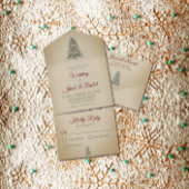 Elegant Lit kerstboom op Kraft Paper Wedding All In One Uitnodiging