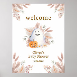 Elegant Little Boo Boho Ghost Baby shower Welkom Poster