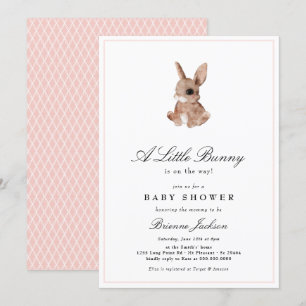 Elegant Little Bunny Blush Pink Girl Baby shower Kaart