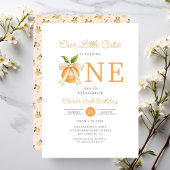 Elegant Little Cutie Orange Citrus 1st Birthday Kaart