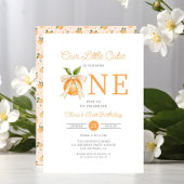 Elegant Little Cutie Orange Citrus 1st Birthday Kaart