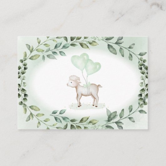 Elegant Little Lamb Diaper Raffle Baby Sheep Informatiekaartje (Achterkant)